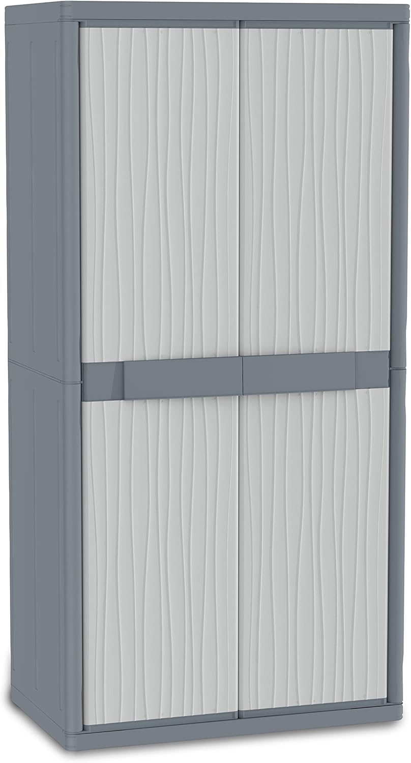 Terry - Jumbo 3900 UW, Armoire à 2 portes Multifonction, Armoire à Balais, 4 Étagères Internes, pour Intérieur et Extérieur Couvert, 89,7x53,7x180 cm