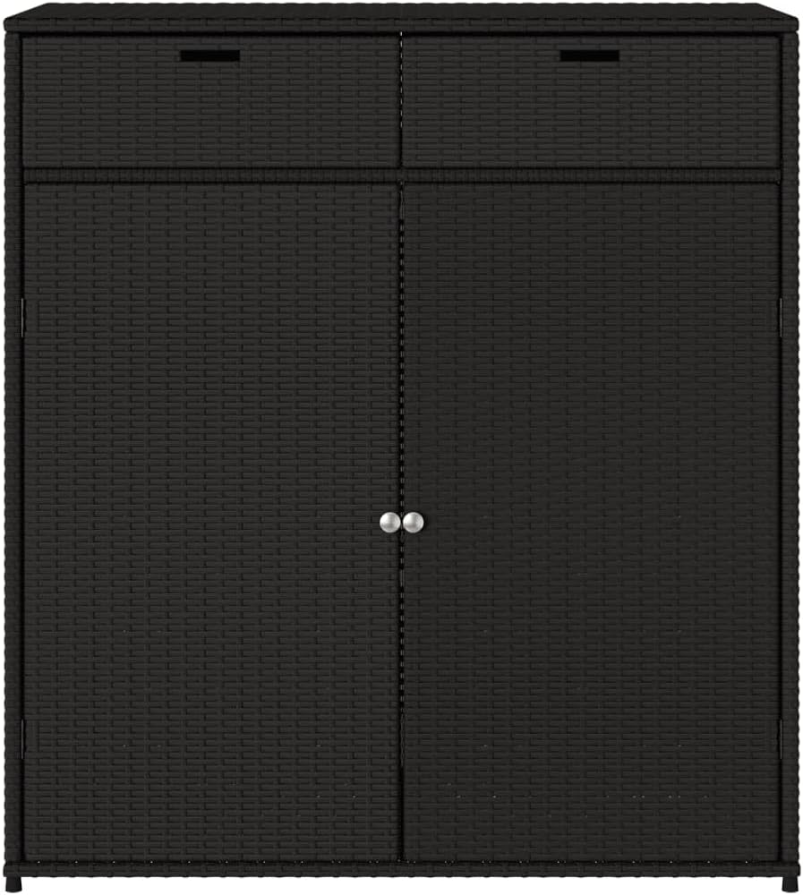ShGaxin Armoire de rangement de jardin en rotin PE noir 105 x 55 x 113 cm, armoire extérieure de jardin, meubles de jardin extérieur - 365563
