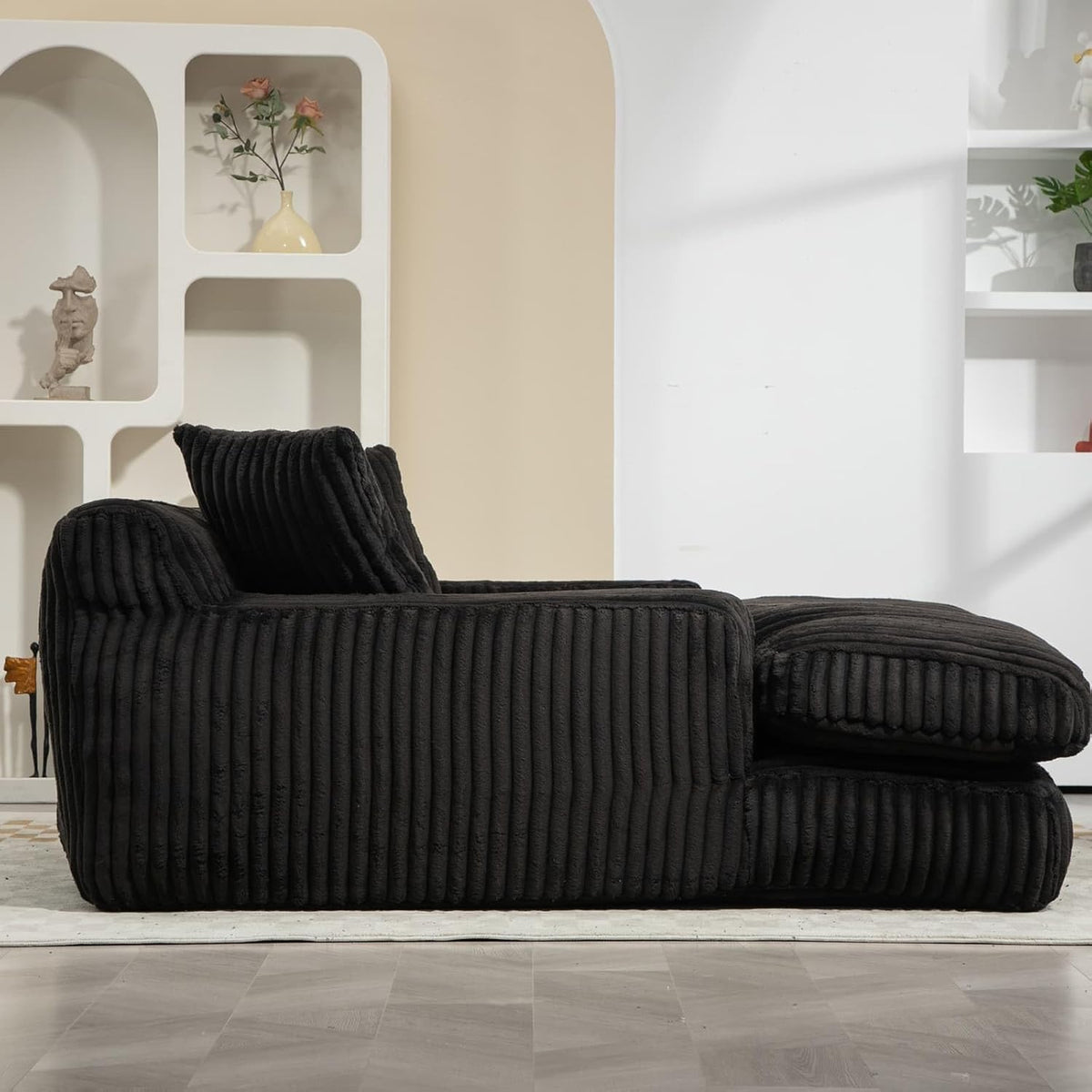 KOMHTOM Canapé-lit Moderne, Canapé Sol pour Les Paresseux, avec 3 Coussins, sans Installation, Idéal pour Chambre, Salon ou cinéma Maison (Noir)