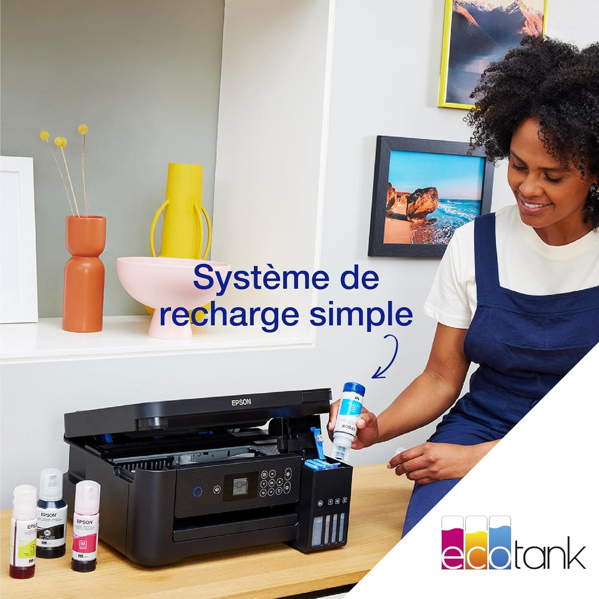 EcoTank ET-2850 A4 Imprimante Multifonction Wi-FI avec réservoir d'encre jusqu'à 3 Ans d'encre Incluse