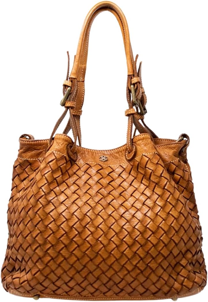 BARONE Sac en cuir tressé pour femme – Sac de voyage en cuir véritable – Sac à main fabriqué en Italie Siena Small