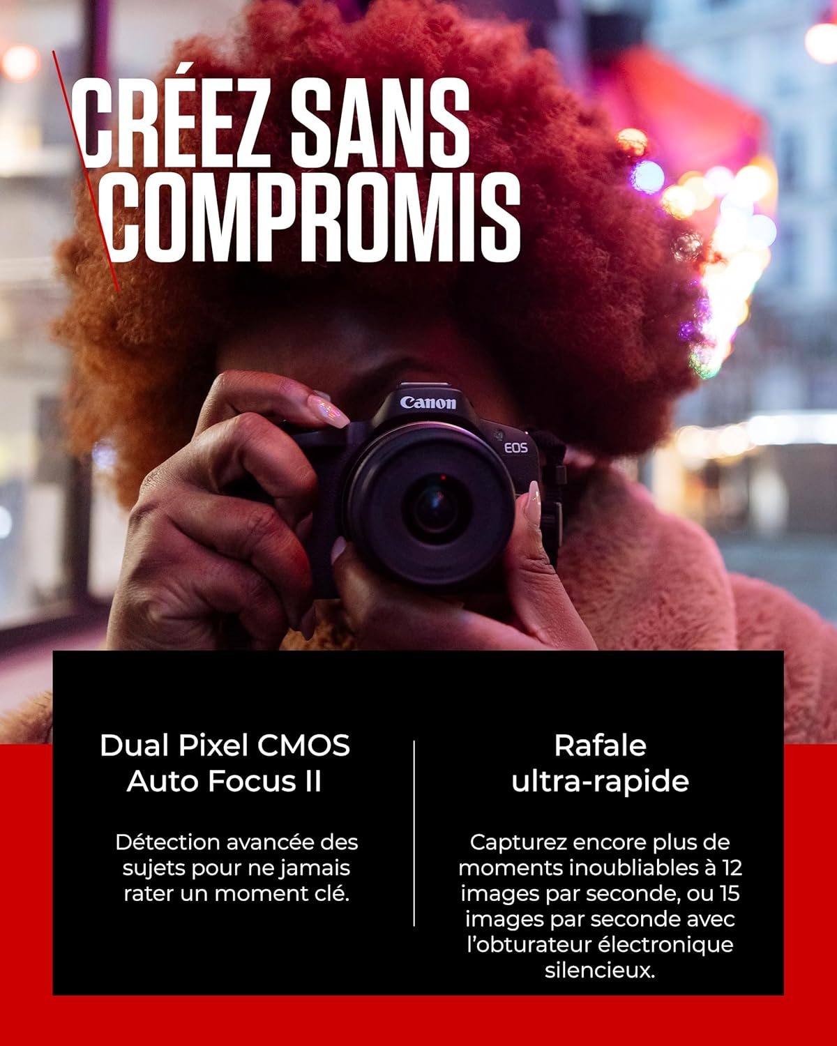 Kit créateur de Contenu UGC Canon EOS R50 - Appareil Photo Hybride APS-C 4K, Wi-FI, Bluetooth, Compact, idéal pour Le vlog, pour débutants et Professionnels