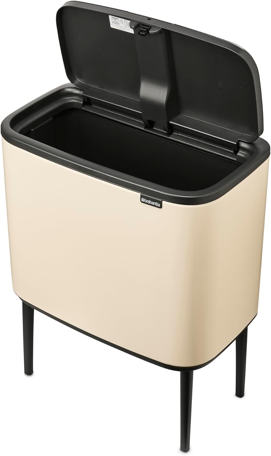 Brabantia - Bo Touch Bin 36L - Grande Poubelle pour la Cuisine - Ouverture Soft-Touch - Seau Intérieur Amovible - Antidérapant - Recyclage Facile - ses Sacs Inclus - Soft Beige - 54 x 31 x 68 cm