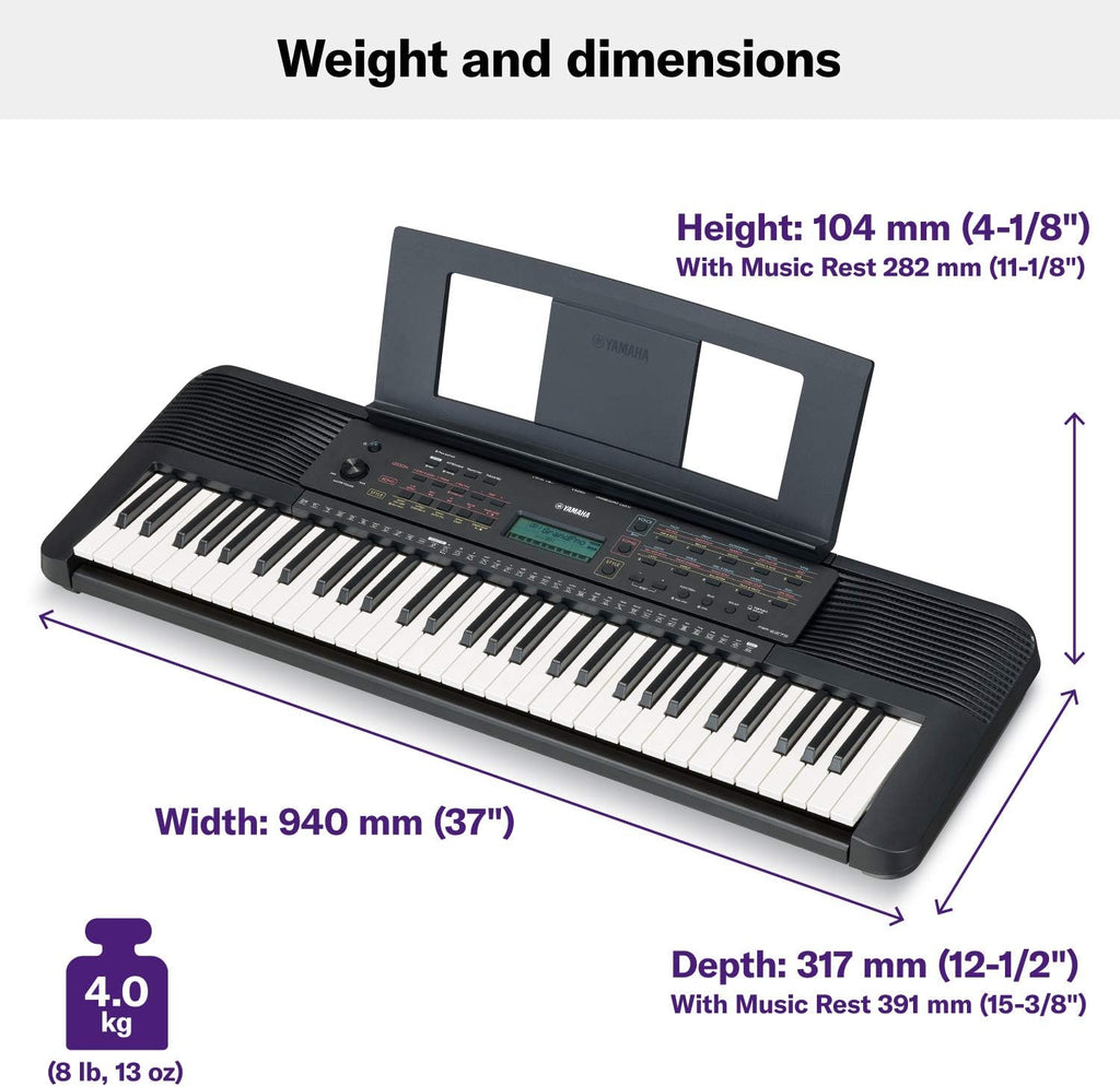 Yamaha PSR-E273 Clavier arrangeur – Instrument de musique à 61 touches dynamiques, incluant un Bon Cadeau pour 2 Leçons en Ligne avec la Yamaha Music School, en Noir
