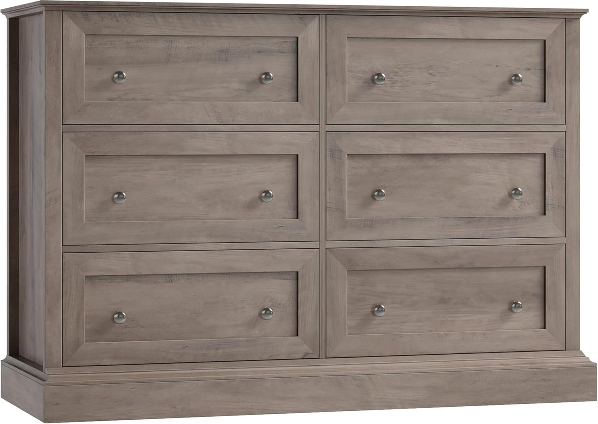 FOREHILL Commode Chambre Commode 6 Tiroirs Buffet Meuble de Rangement pour Salon Cuisne Chambre Adulte Classique en Bois 120 x 42,5 x 82,5 cm