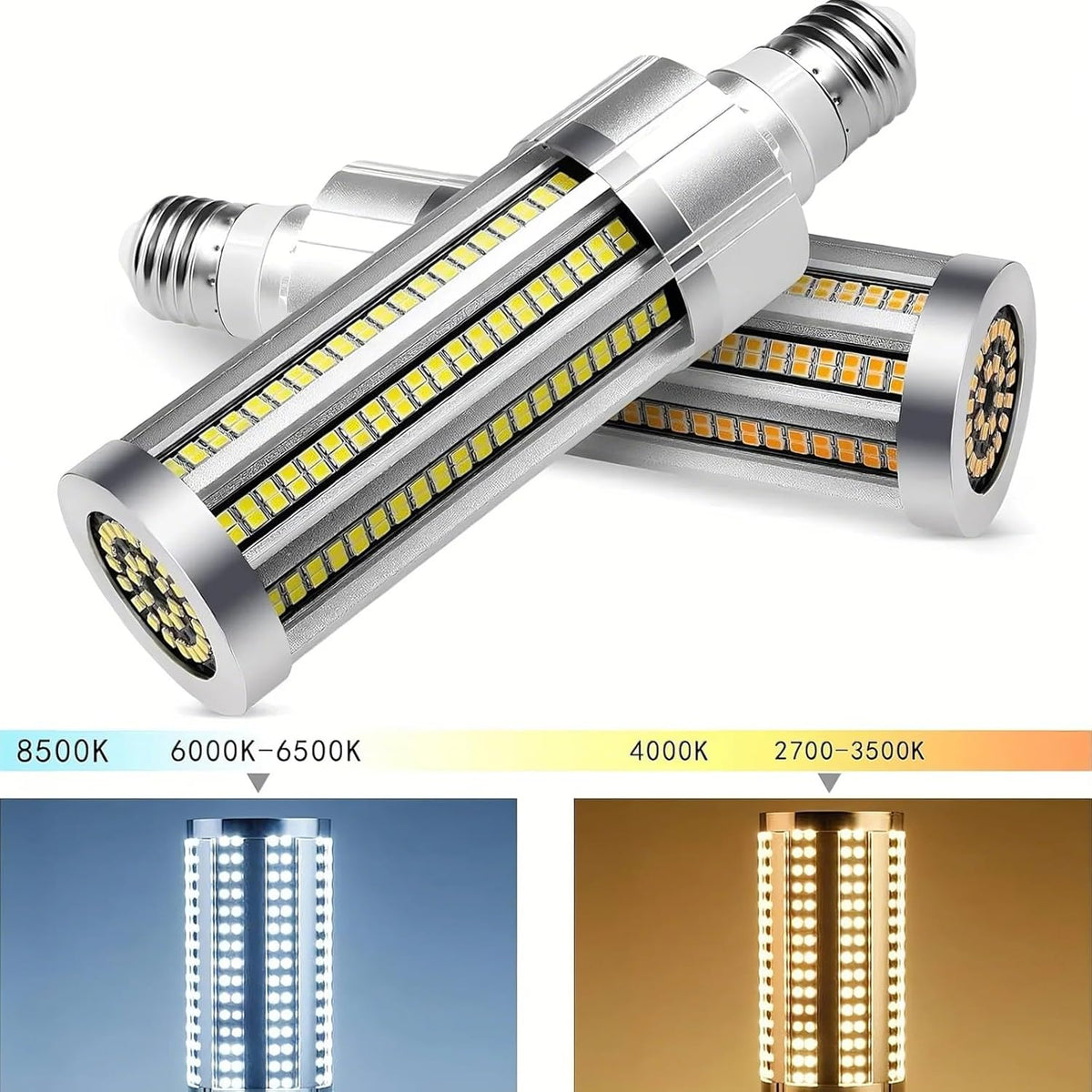 ZFFOZZ Ampoule LED 24000 Lumens, Culot E39 E40, 240W, Lumière du Jour 5000K, Équivalent 1000 Watts, Super Lumineuse.(Cool White,E40-200W)