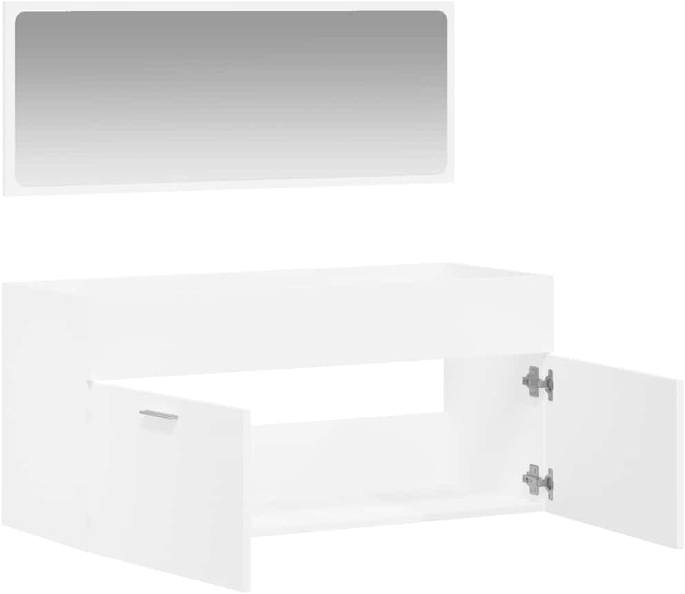 LLEZKBR Ensemble de meubles de salle de bain - Armoire de salle de bain avec miroir - Bois d'ingénierie blanc