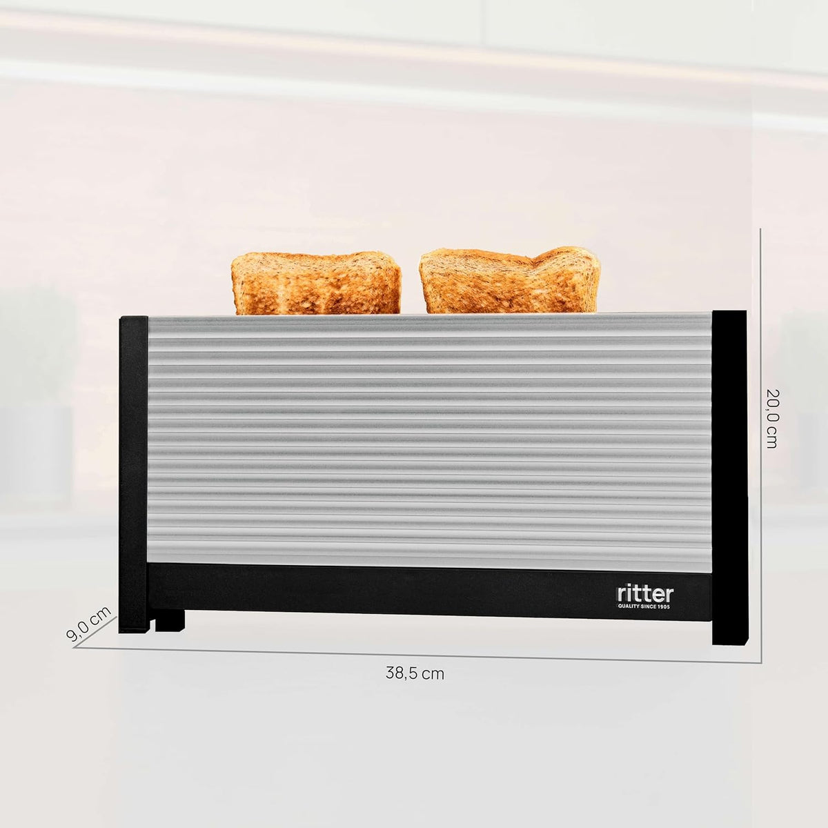 ritter volcano 3, grille-pain compact à 2 fentes longues avec réchauffe-pain, fabriqué en Allemagne