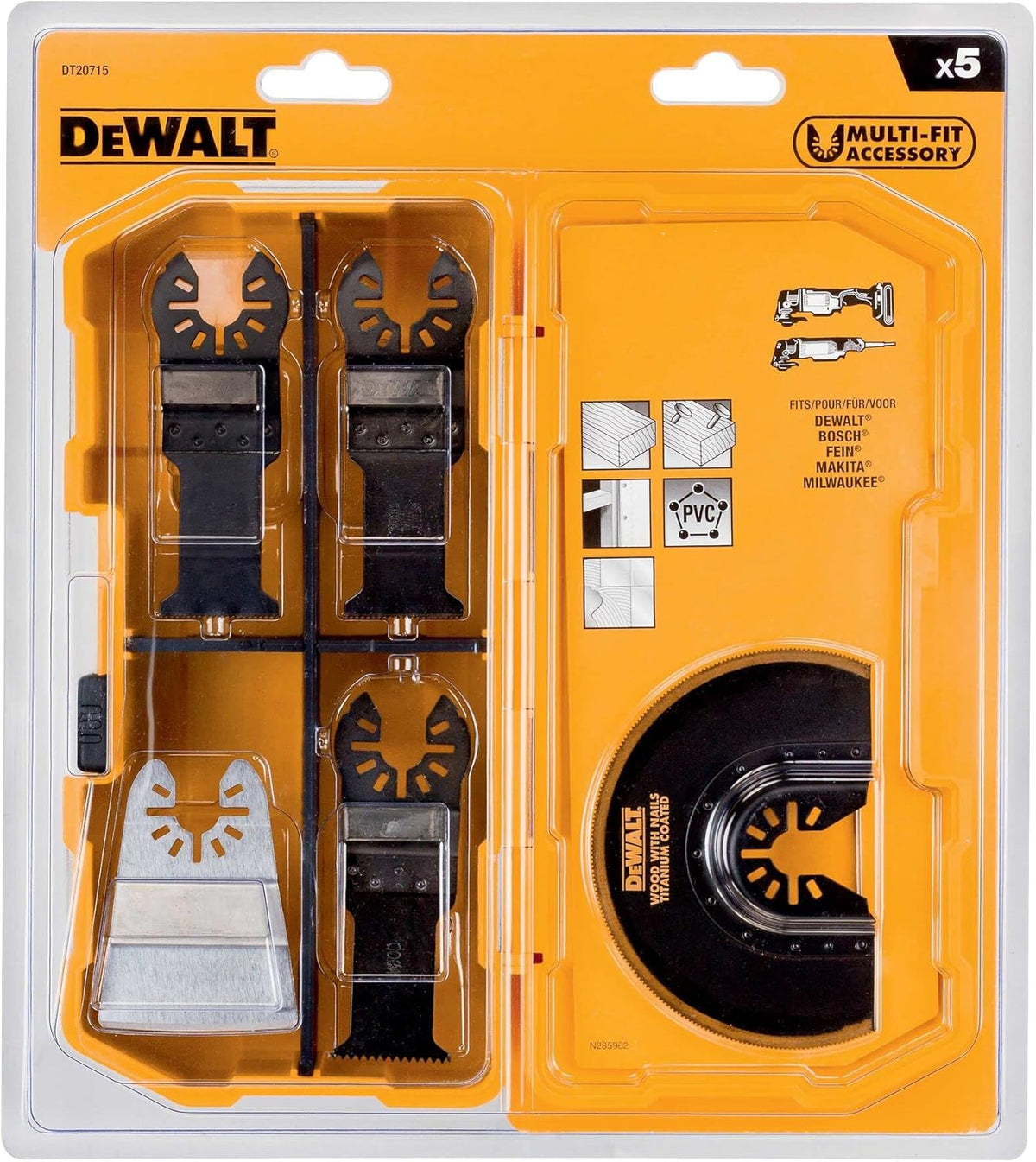 Multi-Cutter XR 18V, sans Batterie ni Chargeur, Coffret TSTAK + Coffret de 5 Pieces 2XDT20701/DT20704/DT20711/DT20714 pour Multi-Cutter, DT20715