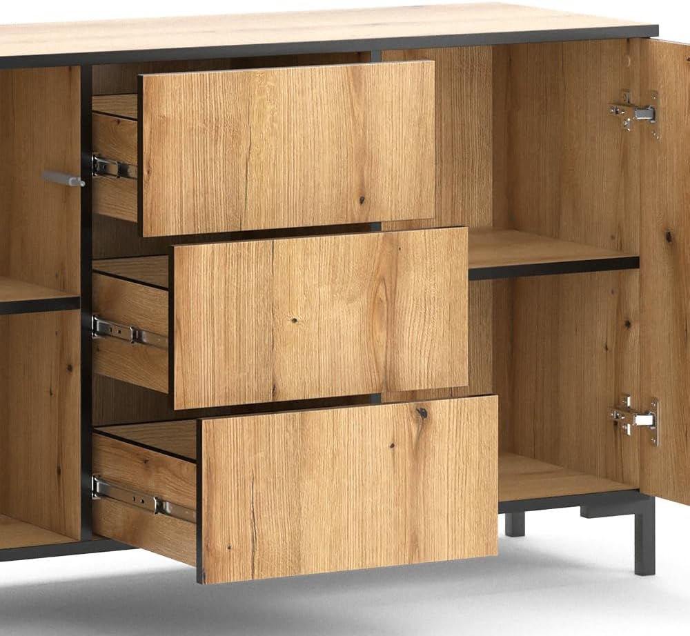 Vicco Commode avec tiroirs Hatto, Chêne, 124x69.6cm
