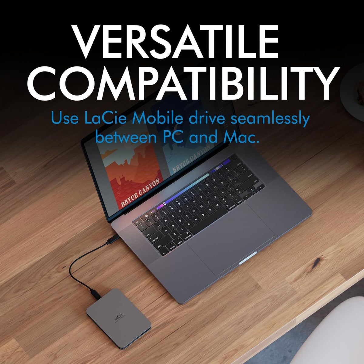 LaCie Mobile Drive 5To disque dur externe portable, USB-C 3.2, PC Mac iPad & iPhone, Adobe, Data Rescue Service (STLR5000400)