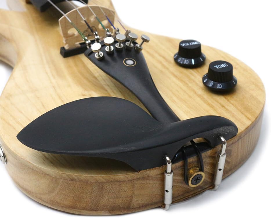 Yinfente Violon électrique à 5 cordes 4/4 en bois massif pour débutant avec étui, archet, chiffon de nettoyage, colophane