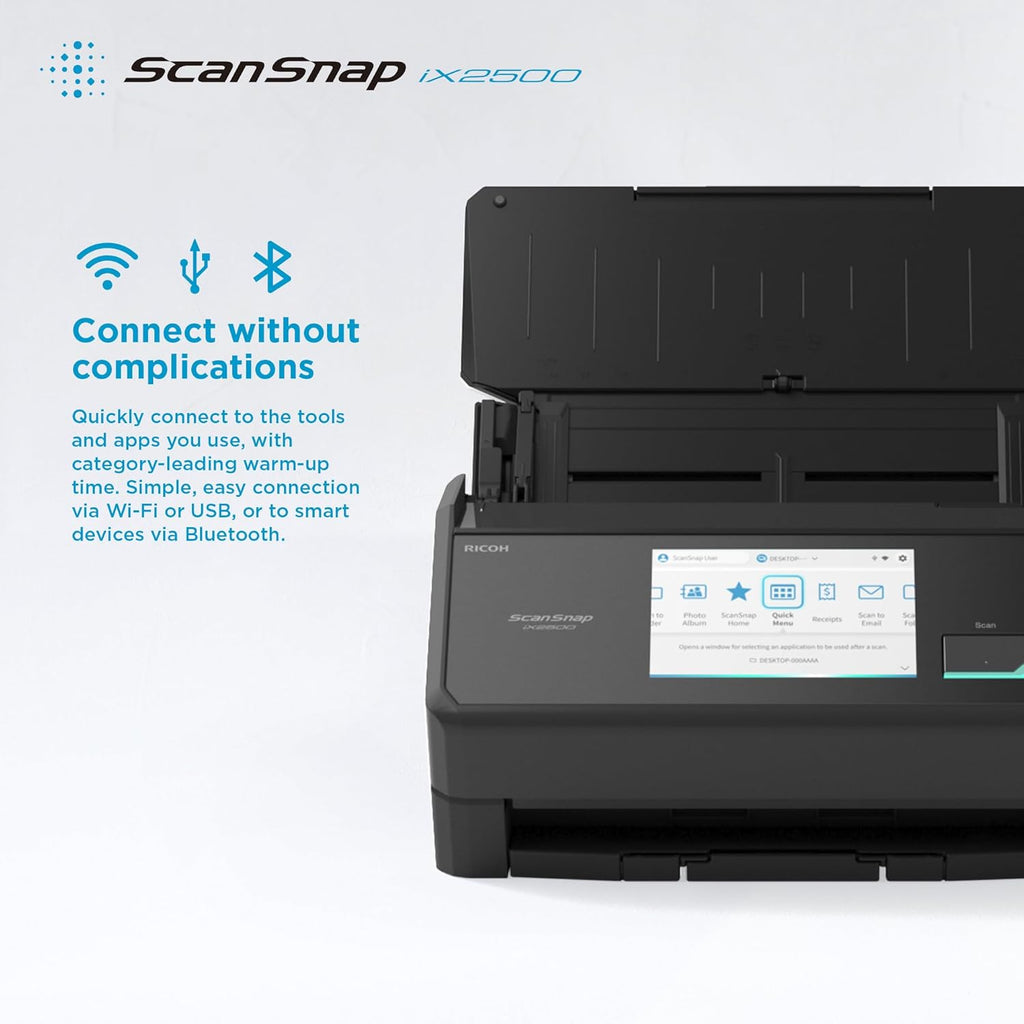 Ricoh ScanSnap iX2500 Scanner ADF 600 x 600 DPI A4 Noir (Ricoh ScanSnap iX2500 - Scanner de documents - Double CIS - Recto verso - 279 x 432 mm - 600 dpi x 600 dpi - jusqu'à 45 ppm [mono] / jusqu'à 45