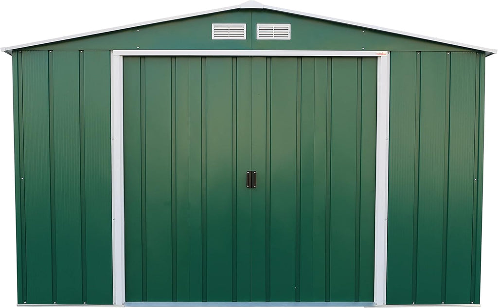 Duramax ECO Abri de jardin en métal galvanisé à chaud avec structure de toit renforcée et solide Vert 10 x 12 cm