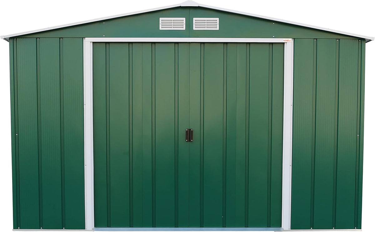 Duramax ECO Abri de jardin en métal galvanisé à chaud avec structure de toit renforcée et solide Vert 10 x 12 cm