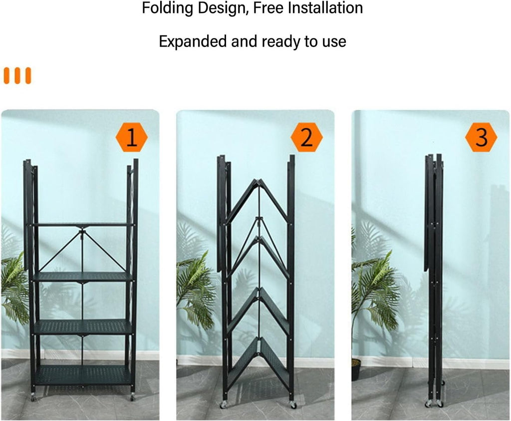 Aramox Étagères de Rangement Pliables Durables avec roulettes pour Organiser Les Maisons, Garages, Entrepôts, Aucune Installation Requise (5 Niveaux)