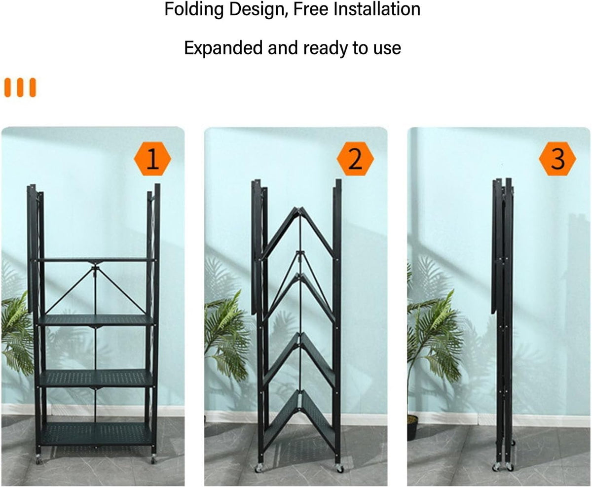 Aramox Étagères de Rangement Pliables Durables avec roulettes pour Organiser Les Maisons, Garages, Entrepôts, Aucune Installation Requise (5 Niveaux)