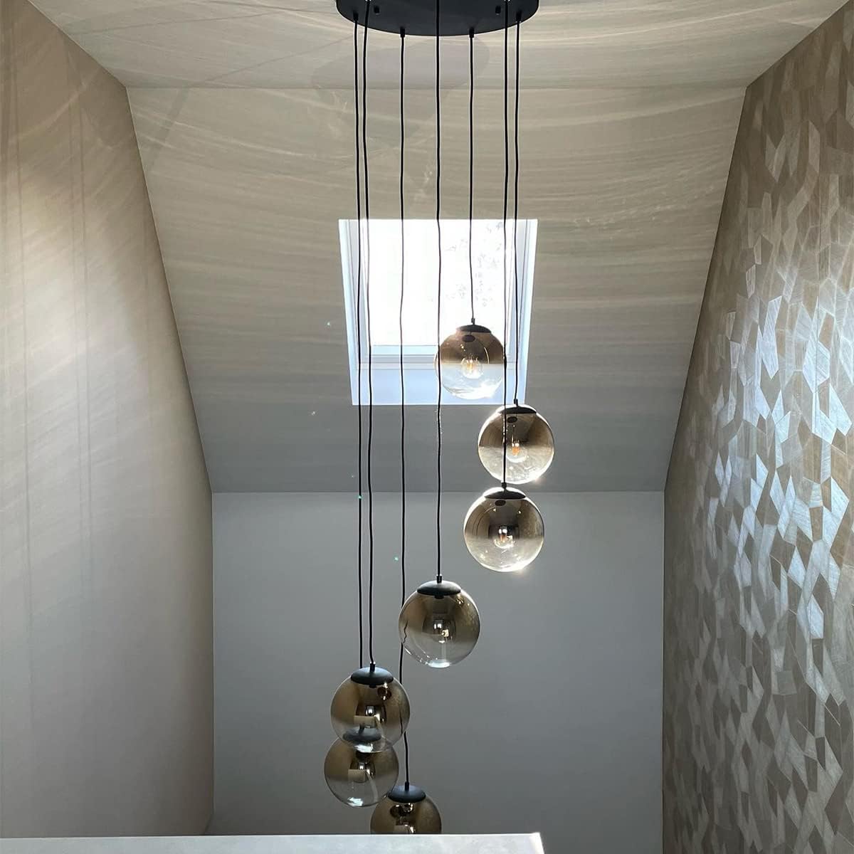 Qazqa pallon - Grande suspension - 7 lumière - diamètre 65 cm - Noir et Or - Art Deco - éclairage intérieur - Salon I Chambre I Cuisine I Salle à manger
