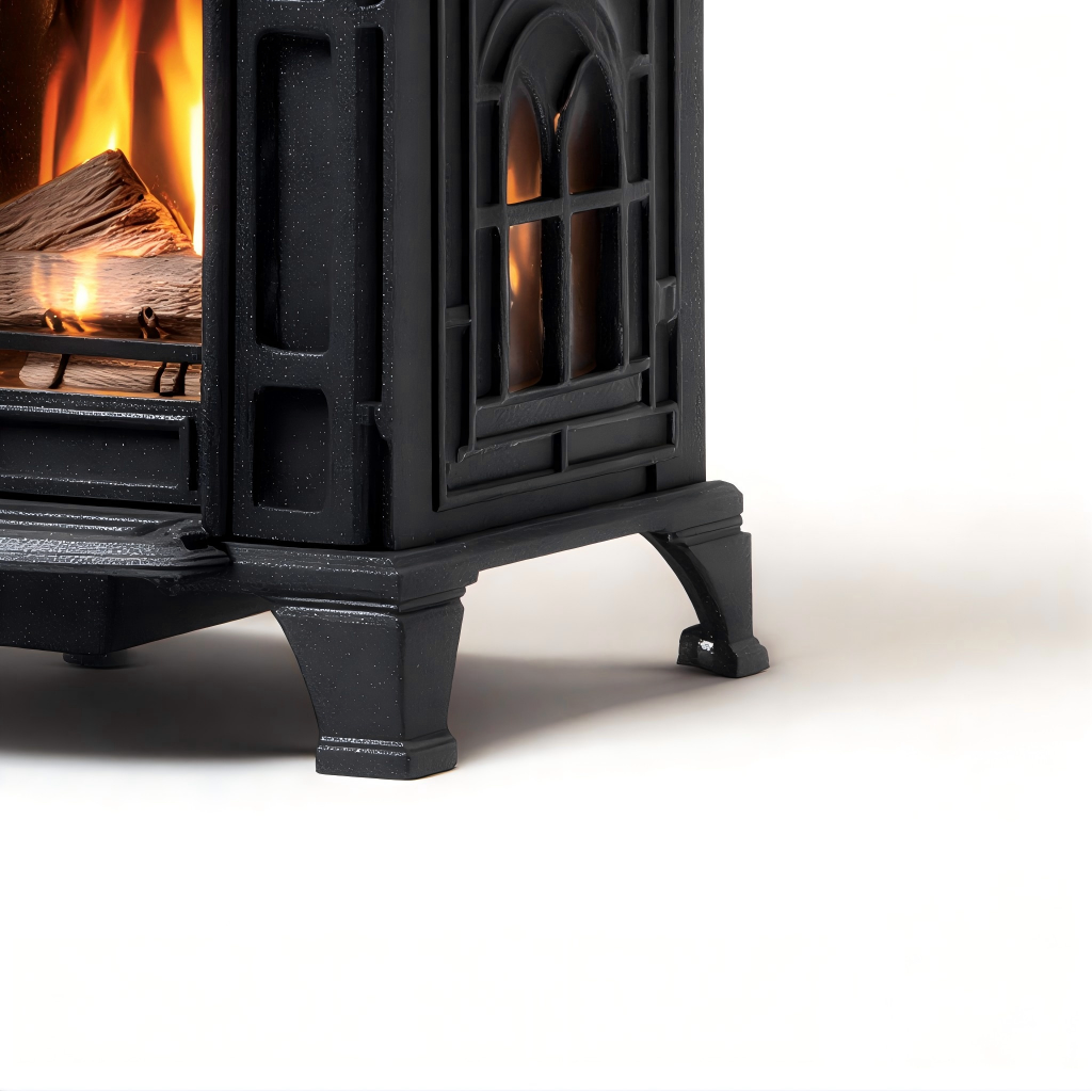 Poêle à bois en fonte 42x35x58 cm - noir - chauffage d'appoint