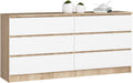 AKORD Commode K-160 avec 6 Tiroirs | Commode Classique pour La Chambre, Salon | Meuble de Rangement | L160 x H77 x P40 cm, Poids 70 kg