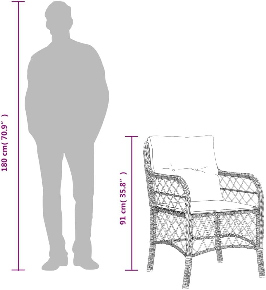 ShGaxin Chaises de jardin avec coussins 2 pièces grises en polyrotin, chaises de jardin, chaises d'extérieur, chaises pour table de jardin, 365155