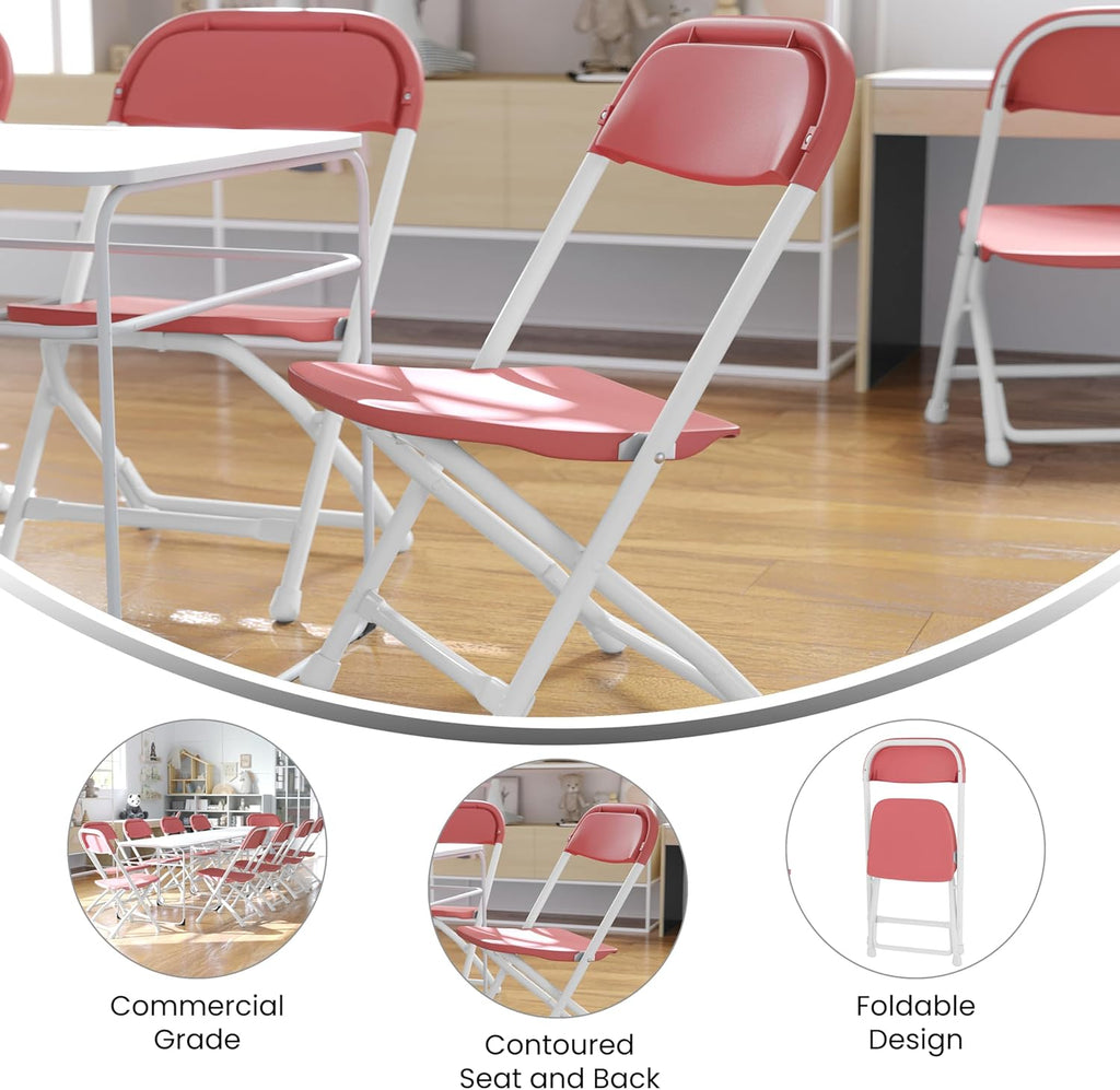 Flash Furniture Lot de 10 chaises Pliantes en Plastique pour Enfants, Bordeaux, Lot de 10