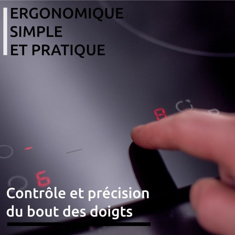 Plaque à induction 4 foyers – 7 900 W – BELDEKO – Encastrable 59 x 52 cm – Verre noir – Minuterie + 4 boosters – Marque française