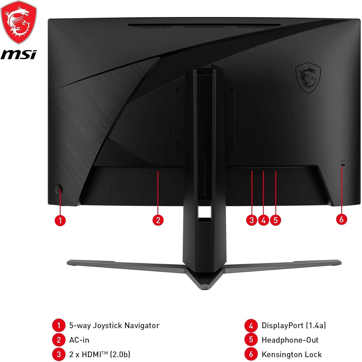 MSI MAG 27CQ6PF Écran Gaming incurvé FHD de 27" - Dalle Rapid VA 2560 x 1440 1500R, 180 Hz / 0,5ms (GtG, Min.), AMD FreeSync - DP 1.2a, HDMI 2.0b CEC