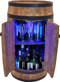 weeco Tonneau en Bois avec LED RGB et Deux Étagères – Mini Bar avec Portes – Couleur Wenge, Brun Foncé – Dimensions 80x50cm