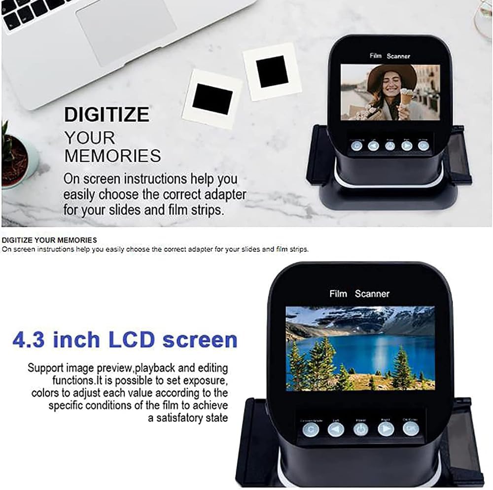 XCSCUK Scanners de Films Portables, scanners de négatifs et de Diapositives, Scanner de Films Haute résolution 120, convertisseur de Film 4,3 Pouces