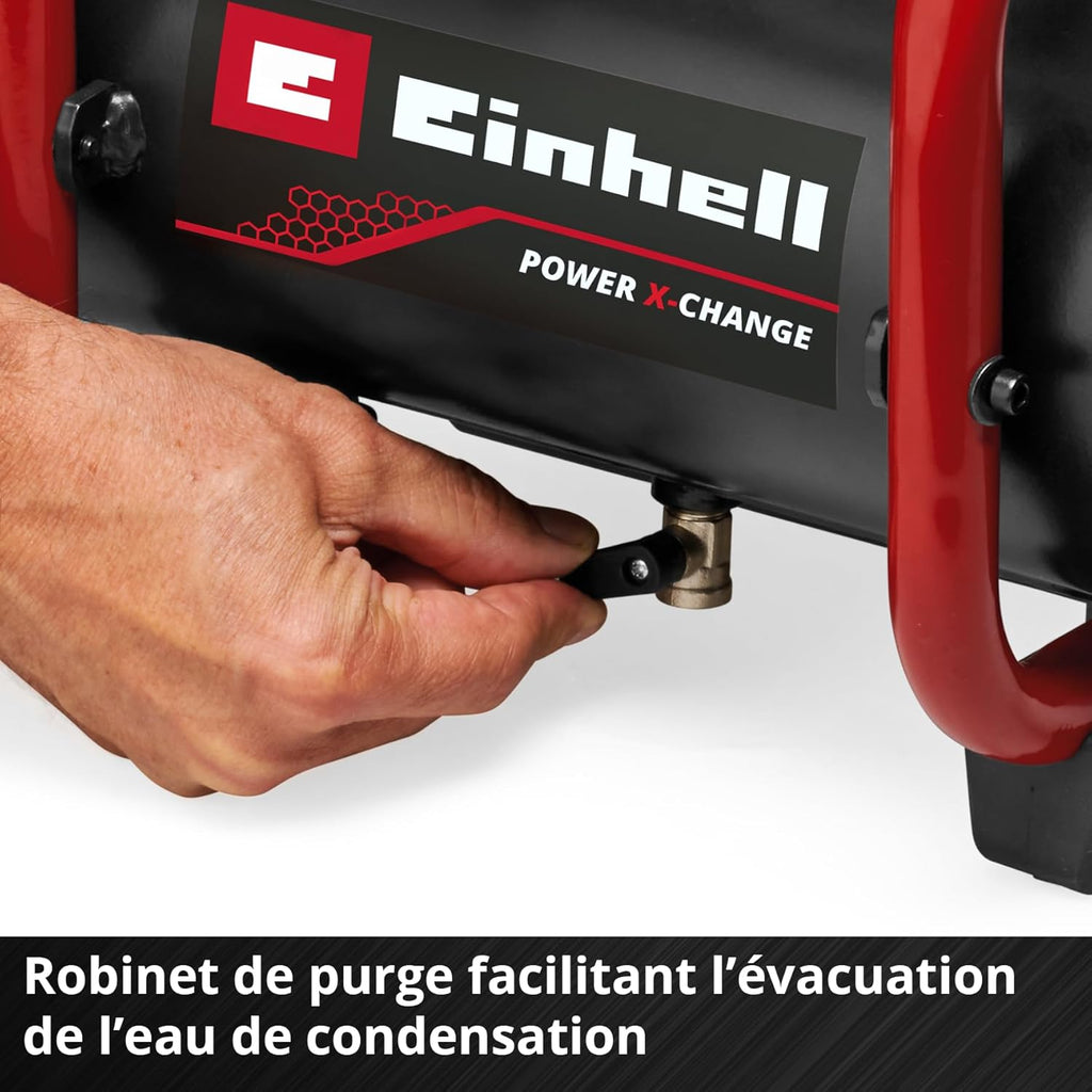 Einhell Compresseur sans fil TE-AC 36/150 Li OF-Solo Power X-Change (36 V, 8 bar max, cuve de 6 L, capacité de pompage de 150 L/minute) Livré sans batterie ni chargeur