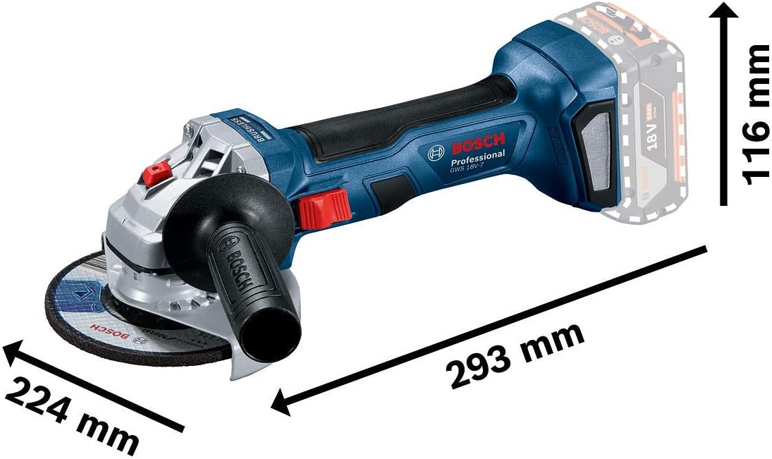 Bosch Professional 18V System meuleuse angulaire GWS 18V-7 (Ø disque 125 mm, 2 batteries 4,0 Ah, chargeur GAL 18V-40, capot protection, poignée supplém., flasque serrage, écrou de serrage, L-BOXX 136)
