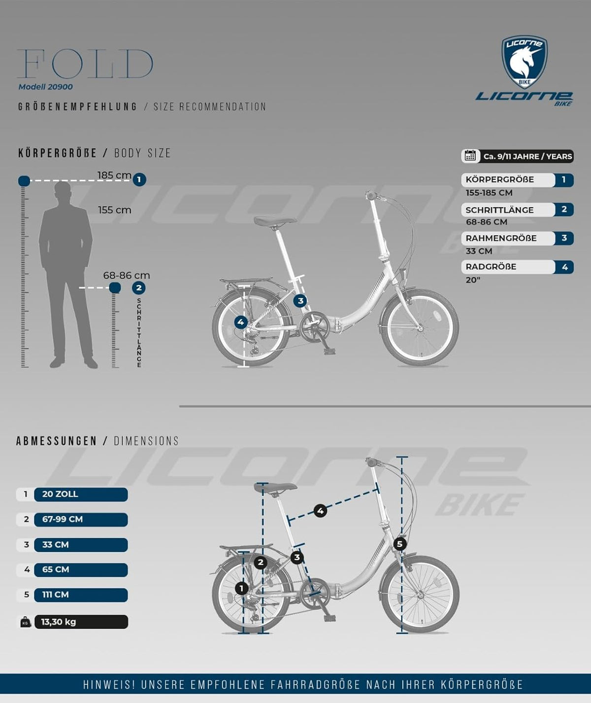 Licorne Bike Fold Premium Vélo pliant en aluminium 6 vitesses Dérailleur Shmano Système Quick-Fold
