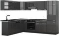 Vicco Cuisine en Angle R-Line, Anthracite Brillant/Anthracite, 227x287cm, PT Anthracite