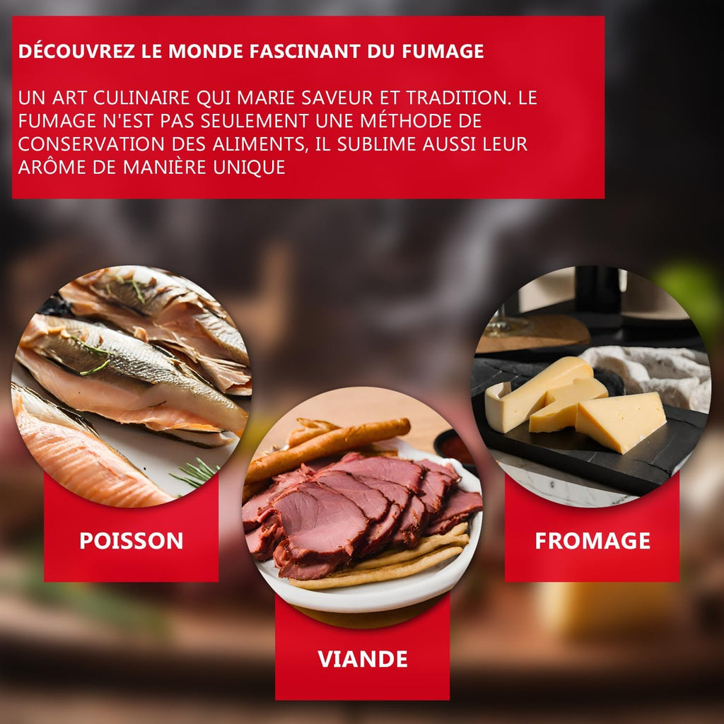 ITA Fumoir Électrique 7002 - Set Smoker avec chauffage, générateur de fumée - Armoire à fumage avec fenêtre & thermomètre - Acier inoxydable - Qualité UE, Direct fabricant - 81 cm avec 3 niveaux