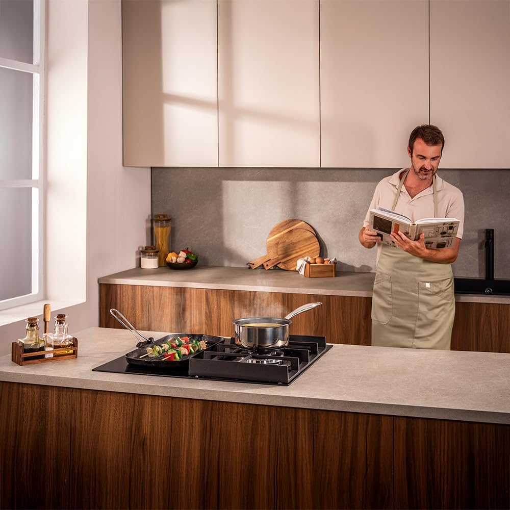 Cecotec Plaque de Cuisson à Induction et à Gaz Bolero Squad Gi 3500 Hybrid Fullflex, 3,4 Kw, 9 Vitesses, Fonctions Booster,Maintien au Chaud et Stop&Go, Zone Fullflex, Système de Sécurité des Valves
