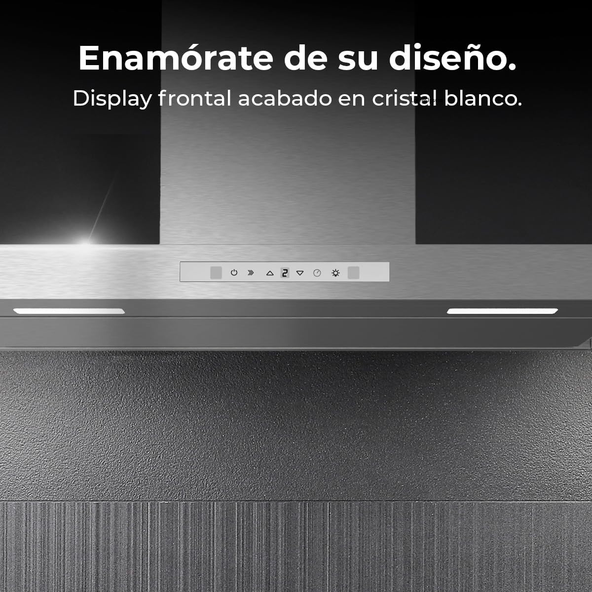 Cecotec Hotte aspirante Bolero Flux TT 908000. Hotte aspirante de 90 cm, inox, 800m3/h, moteur 210W, classe A++, écran tactile glass white, 3 niveaux, filtre charbon.