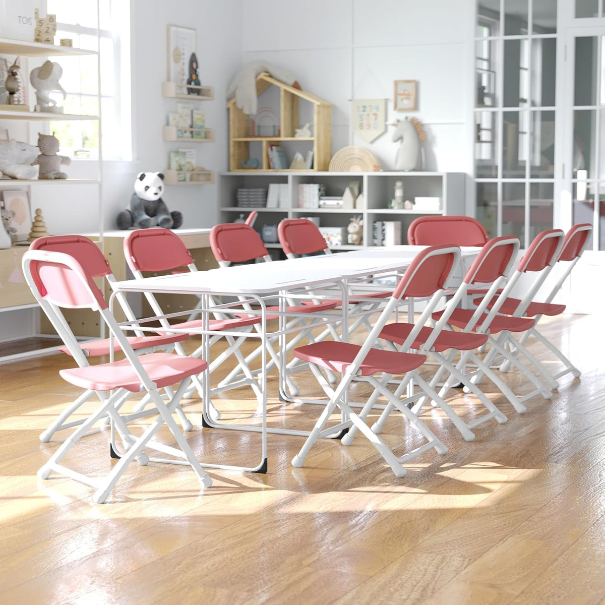 Flash Furniture Lot de 10 chaises Pliantes en Plastique pour Enfants, Bordeaux, Lot de 10