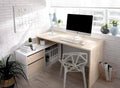 Dmora Scrivania Gardena, Positions pour Bureau ou Chambre d'enfant, Table d'étude d'angle Multi-usages, 139 x 92 x 75 cm, Bois, Chêne Blanc