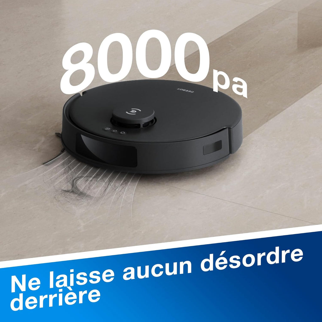 ECOVACS Aspirateur Robot DEEBOT N20 Pro Plus, Robot Aspirateur Laveur 8000Pa avec vidange Automatique poussière, Nettoyage Autonome de 45 Jours, Batterie 300 Min, Nettoyage Vibrant, Tapis, Noir