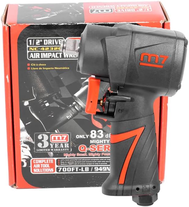 M7 Clé à chocs pneumatique compacte de 1,27 cm avec double marteau NC-4232Q Outil industriel, moto et automobile, visseuse à percussion avec poignée pistolet, clé dynamométrique pneumatique avec