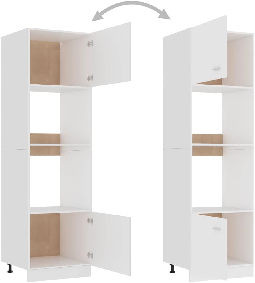 vidaXL Meuble Micro-Ondes Lyon Blanc 60 x 57 x 207 cm Bois d'ingénierie