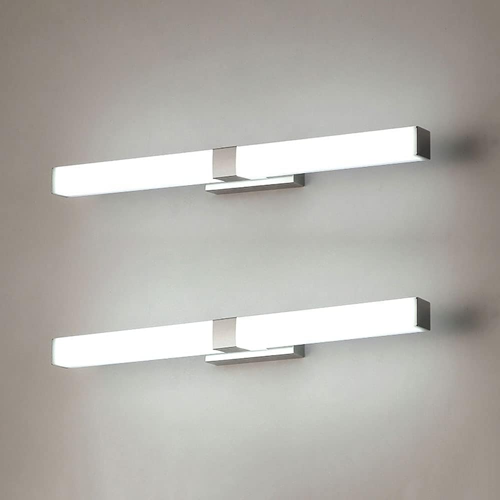Miroir de Salle de Bain avec éclairage LED, Cadre chromé, Applique Murale Moderne en Acier Inoxydable, Style Luxueux