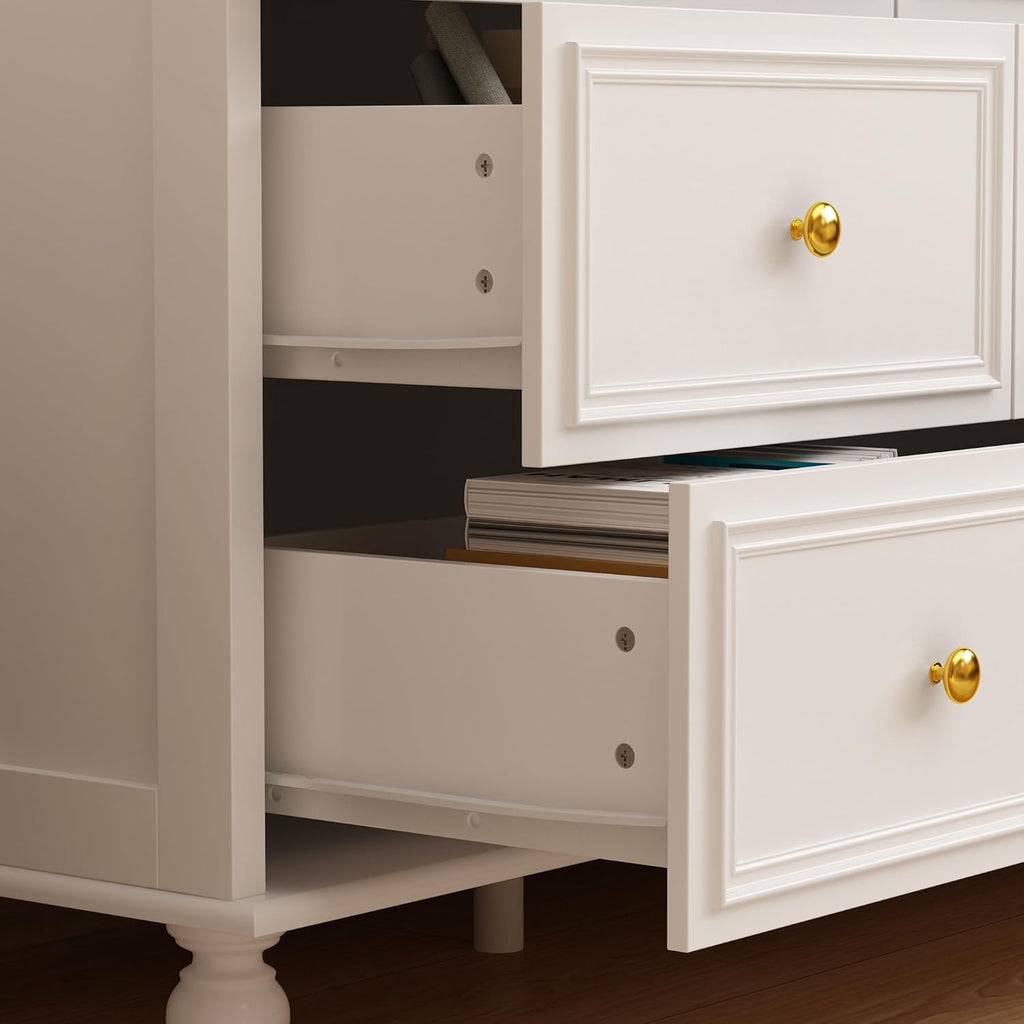 PREMTURE Commode blanche avec 9 tiroirs, commode pour salon, MDF, 160 x 40 x 80 cm, panneau MDF épais JRDE0005-3900