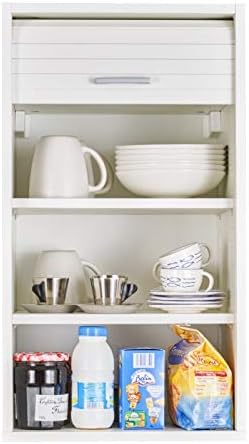 SIMMOB Meuble de Cuisine Blanc A Rideau 2 Etagères 40 x 72 x 35 cm