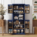 HOLTICO Armoire de cuisine avec plan de travail, armoire haute, buffet, garde-manger, garde-manger avec portes et étagères, pour salle à manger, buanderie, salon, bleu