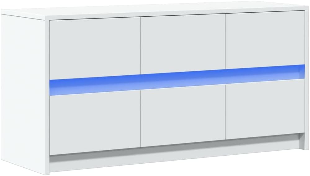 Festnight Meuble TV LED Meuble TV 100 cm Banc TV Table TVTable Television Salon Meubles pour Audio/vidéo Meuble de salon-Blanc-100 cm
