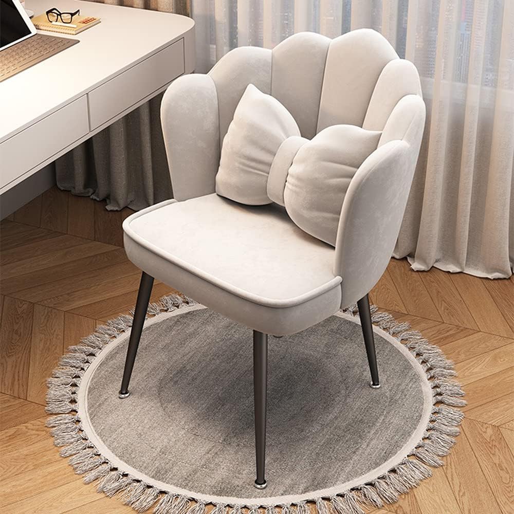 Tabouret à dossier moderne du milieu du siècle avec siège rembourré doux – Élégant festonné pour salle à manger, chambre à coucher, chaise de coiffeuse pour plus de confort et d'élégance