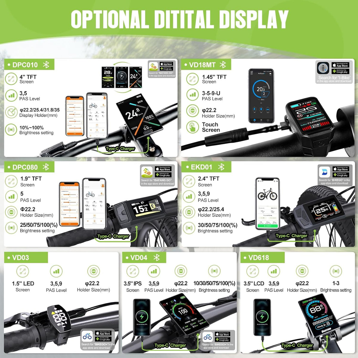 BAFANG BBS01B BBS02B BBS-HD Kit de Moteur Central - Kit de Conversion pour vélo électrique Mid Drive 250W 350W 500W 750W 1000W avec Batterie (en Option) et écran LCD, 36V 48V 52V, protocole Can