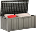 YITAHOME Coffre de Rangement Extérieure de 450L, Grand Rangement de Terrasse en résine Pour oreiller Extérieur, Outils de Jardin et Fournitures de Piscine, étanche, Verrouillable, Marron Clair